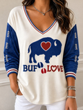 Women'S Football Casual Print Top