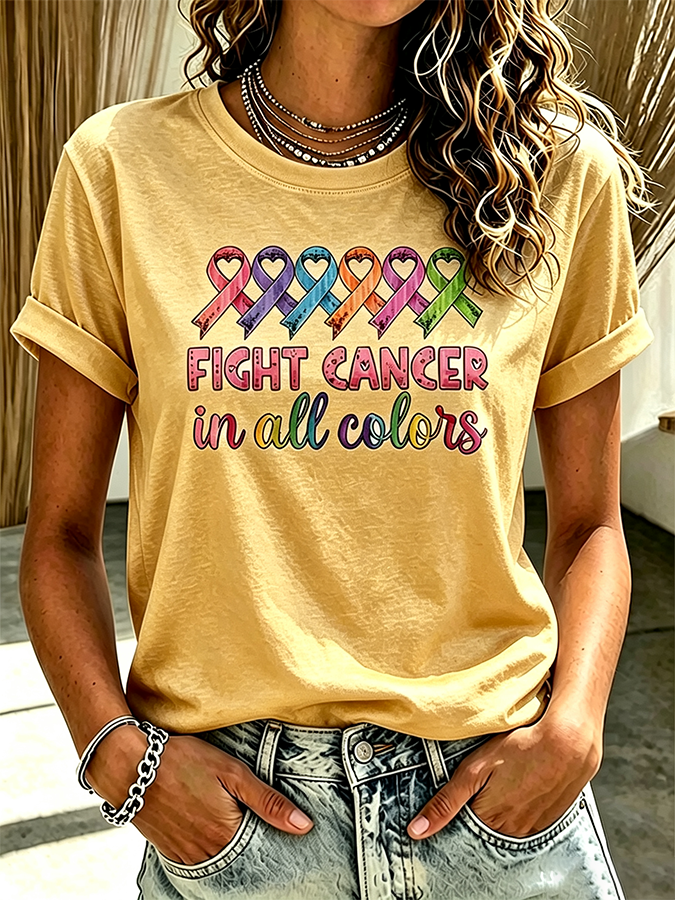 Women'S Casual All Cancer Fight T-Shirt