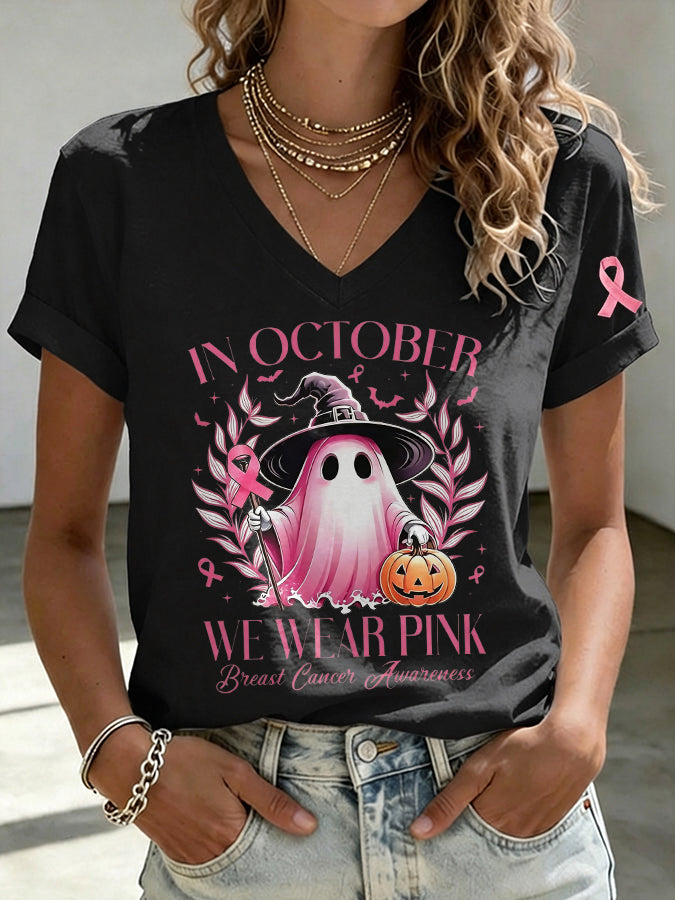 Women's In October We Wear Pink  Print T-shirt
