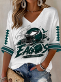 Women'S Football  Print Waffle  Top