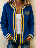 Women's casual Football plant knitted cardigan top