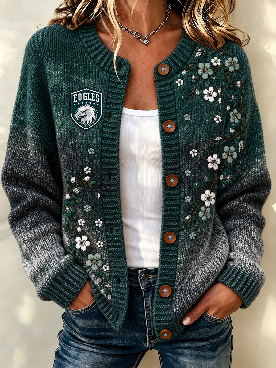 Women's American football knit cardigan