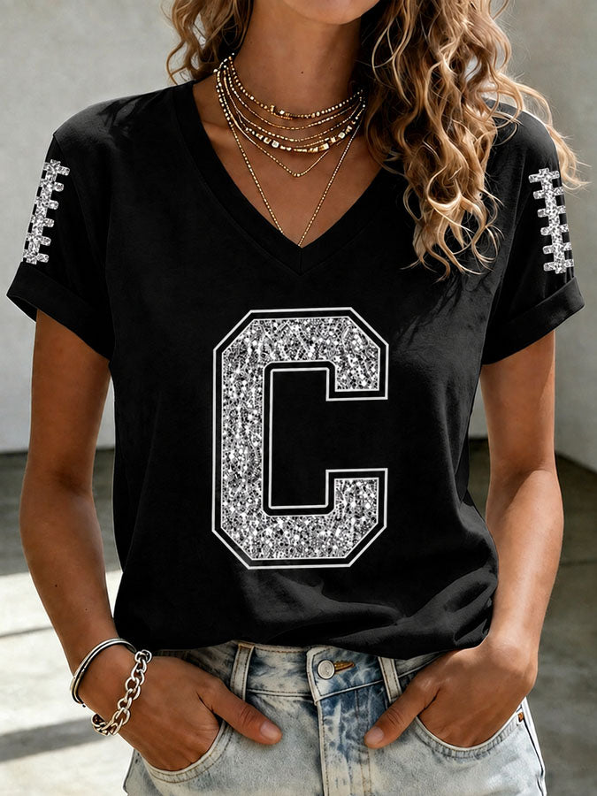 Women's Football Printed Casual T-shirt