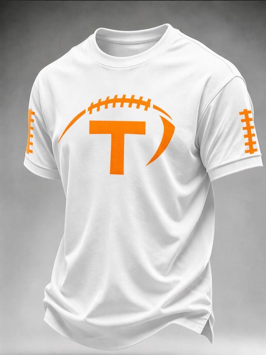 Men'S Football Printed Round Neck T-Shirt