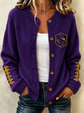Women'S Football Printed Knitted Cardigan