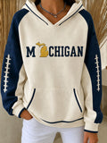Ladies' Casual Rugby Fan Hooded Sweatshirt