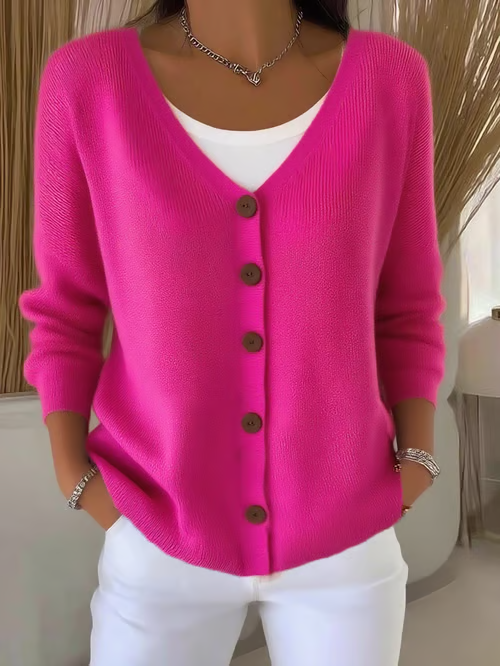 Women'S Solid Color Knitted Cardigan