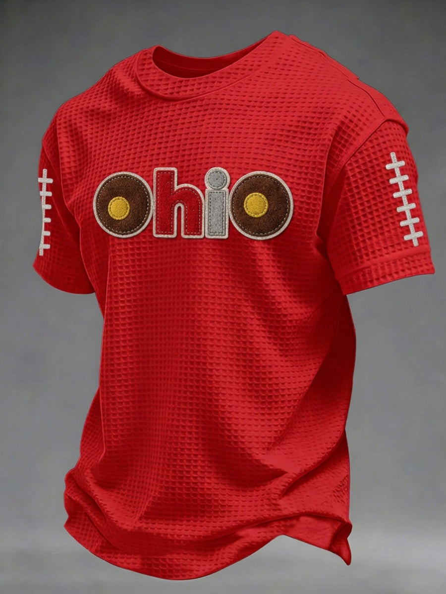 Men's Football Art Pattern Waffle T-Shirt