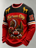 Men'S Football Printed Waffle Sweatshirt