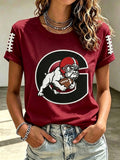 Women's Football Fan Print Casual T-Shirt