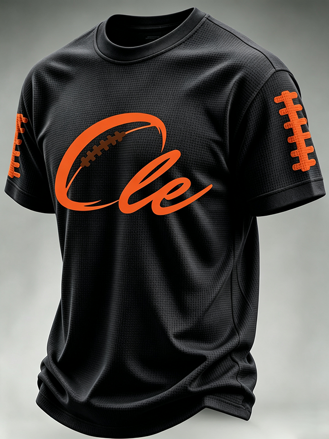 Men'S Rugby Waffle Round Neck T-Shirt
