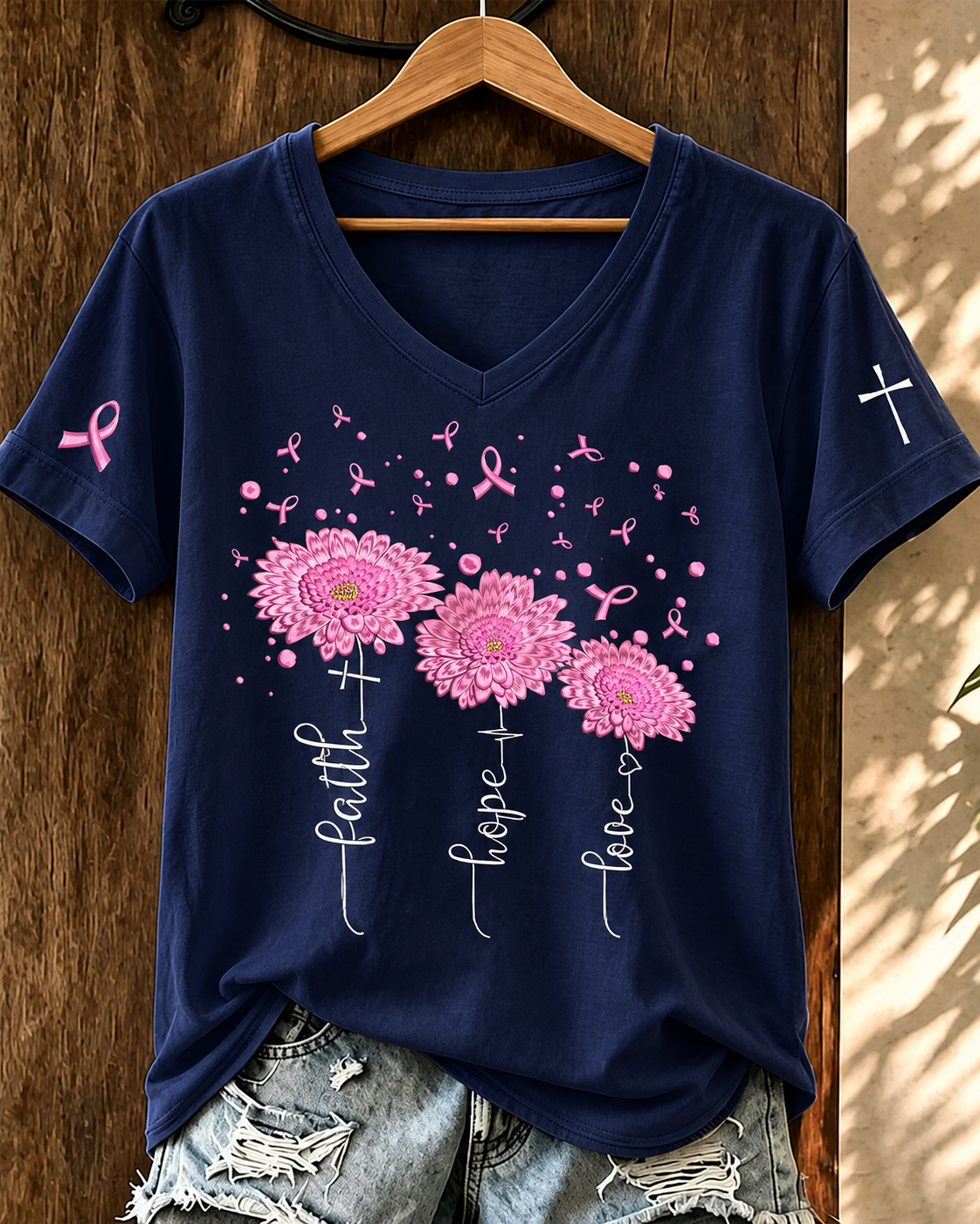 Women'S Belief And Breast Cancer Promotion Printed Casual T-Shirt