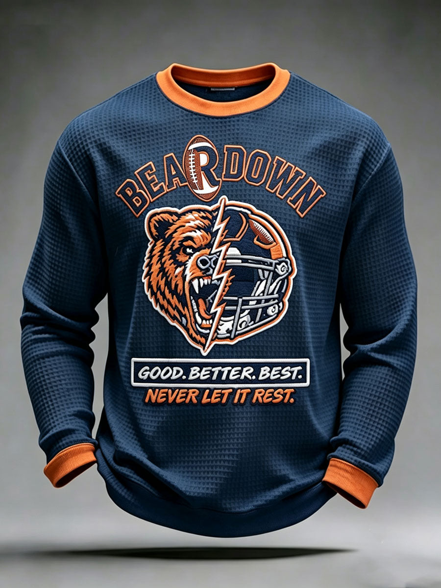 Men's Football Good Better Best Print Men's Waffle Crewneck Sweatshirt
