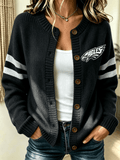 Women'S Football Sports Casual Knitted Cardigan Top