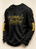 Men's Football Print Men's Waffle Crewneck Sweatshirt