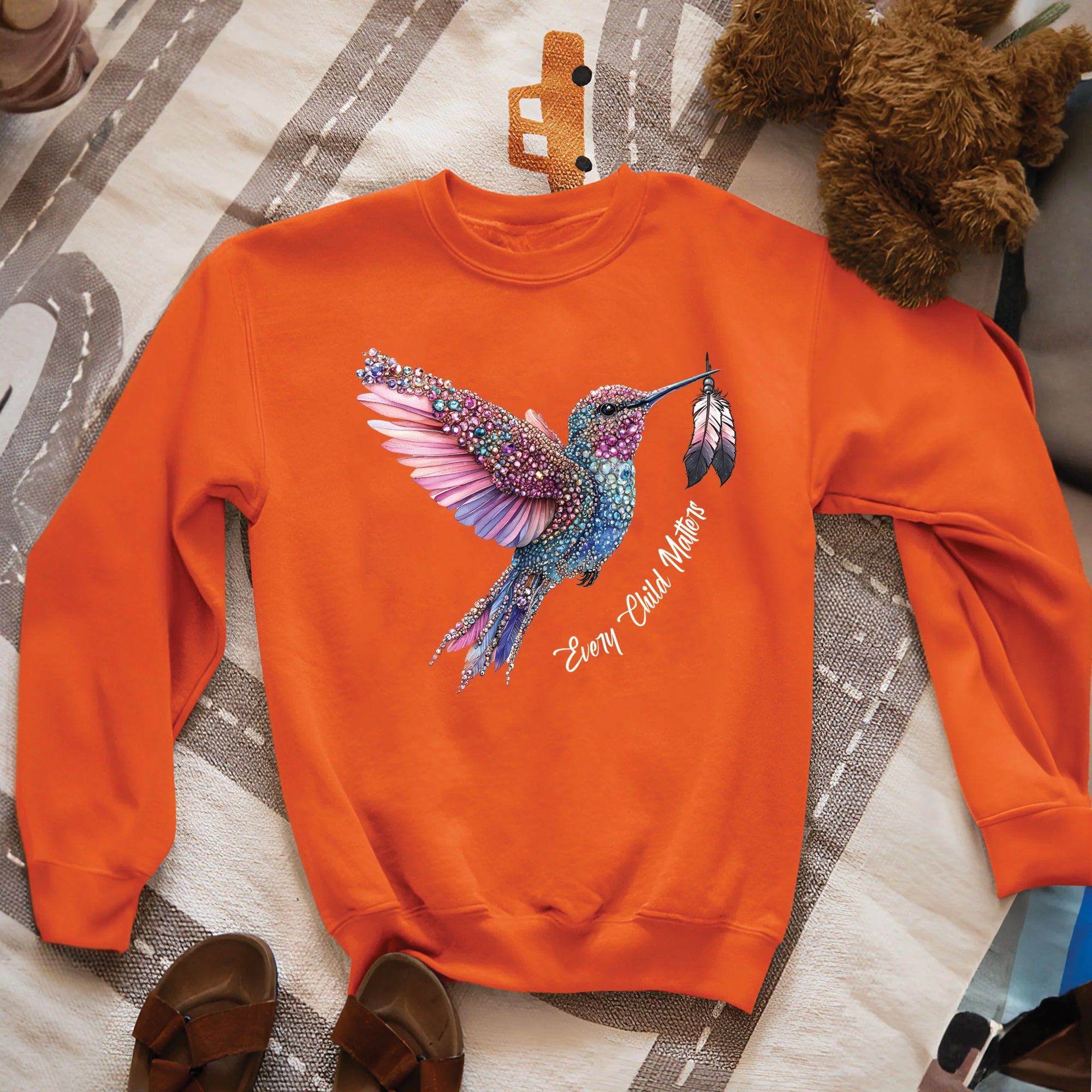 Every Child Matters Hummingbird Feathered Elegance Orange Native American Unisex T-shirt/Hoodie/Sweatshirt