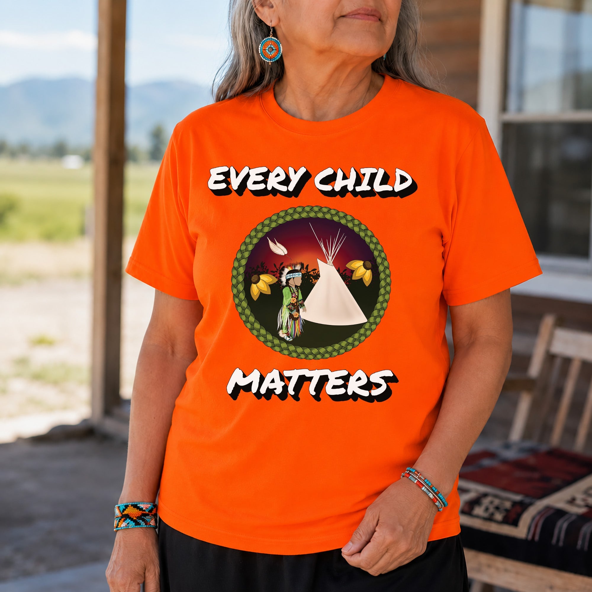 Every Child Matters Indigenous Child & Tipi Orange Shirt Day Unisex T-shirt/Hoodie/Sweatshirt