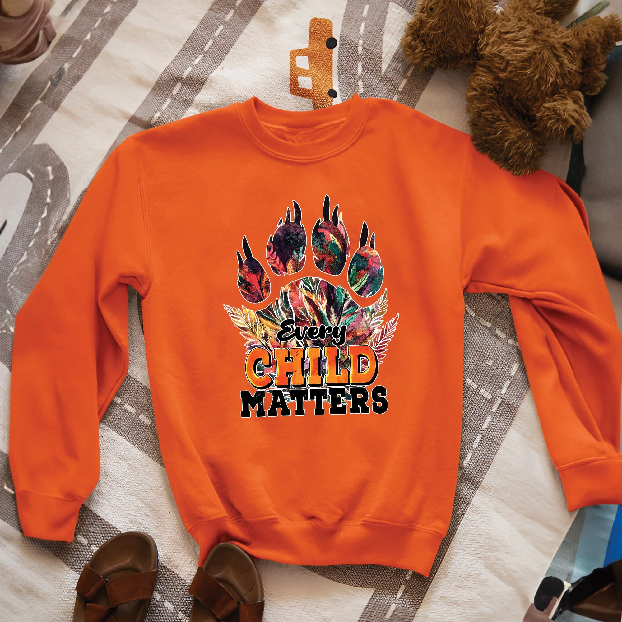 Every Child Matters Feathered Paw Print Orange Native American Unisex T-shirt/Hoodie/Sweatshirt
