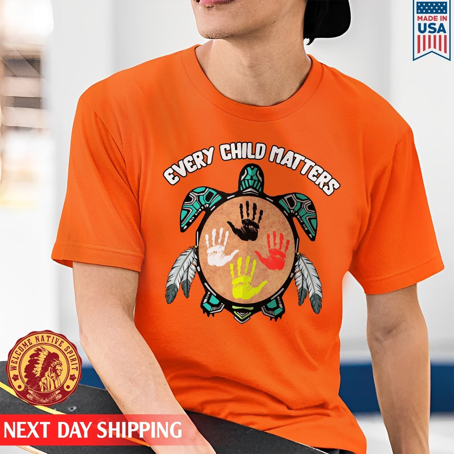 Feather Hand Color On Turtle For Orange Shirt Day Unisex T-shirt/Hoodie/Sweatshirt