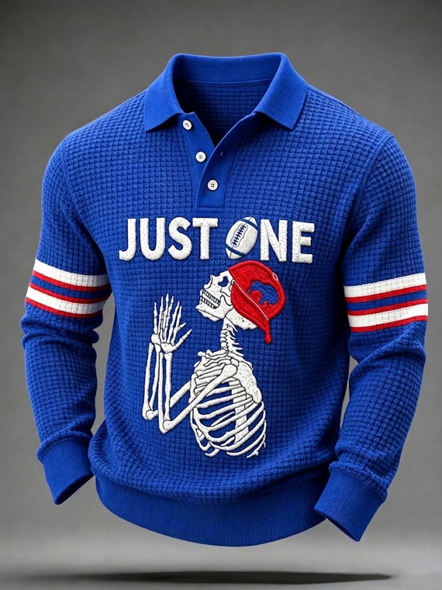 Men'S Waffle Football Fan Casual Polo Shirt