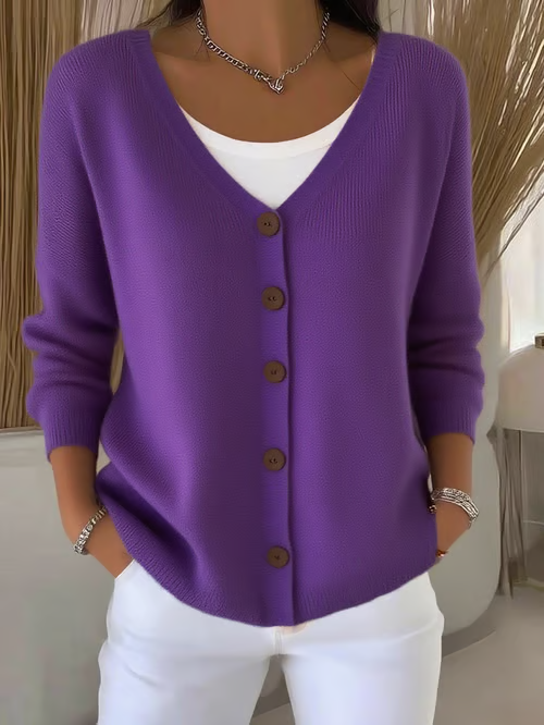 Women'S Solid Color Knitted Cardigan