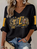Women'S Football Print Waffle Top
