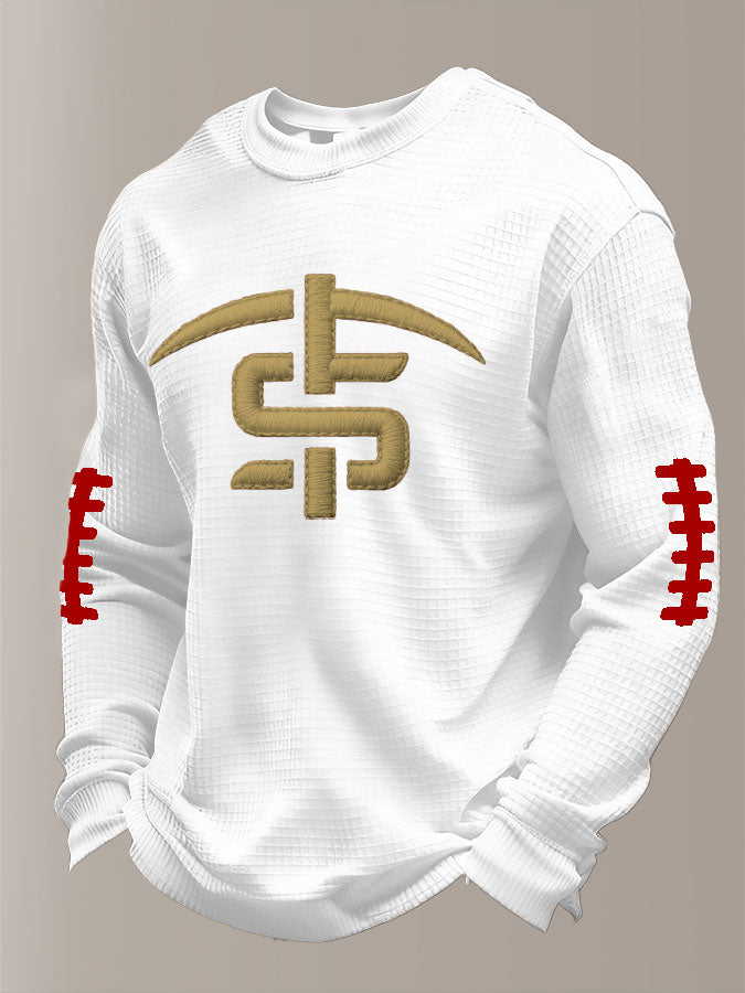 Men'S Football Printed Waffle Sweatshirt
