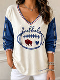 Women's Football Lover Bulls Be Good Art Printed T-shirt