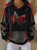 Women's Football Fan Printed Vintage Hoodie