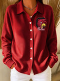 Women's Football Waffle Knit Button Down Shirt
