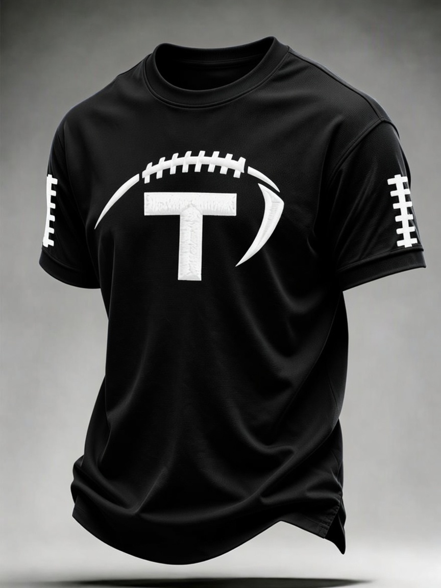 Men'S Football Printed Round Neck T-Shirt