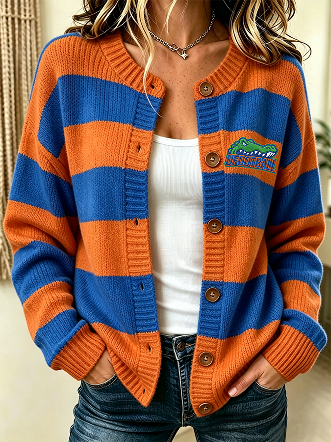 Women'S Casual Football Plant Knitted Cardigan Top