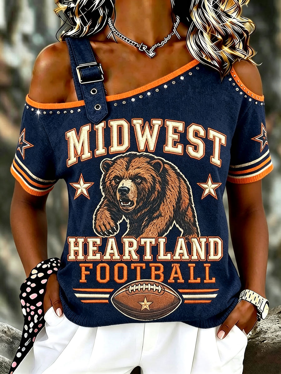 Women'S Football Fan Print Casual T-Shirt
