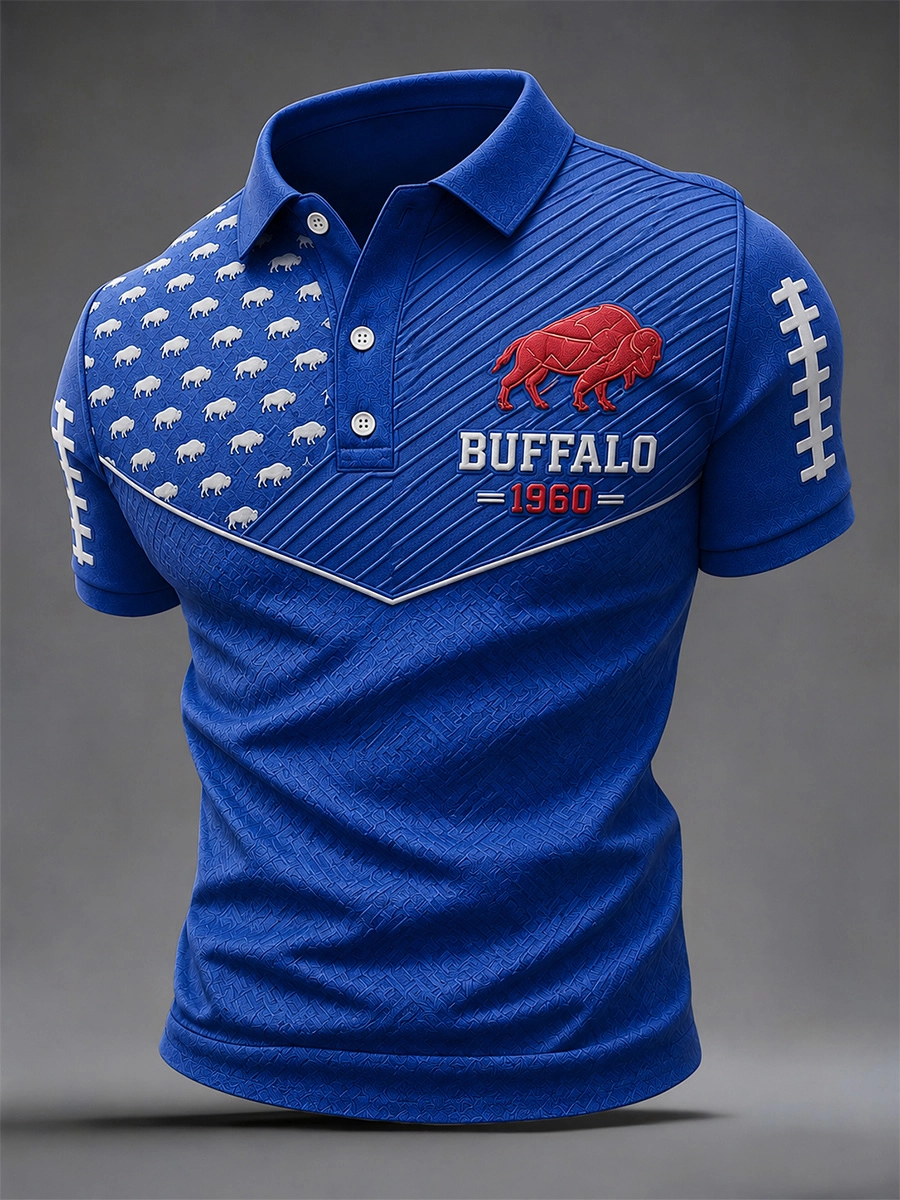 Men's Football Lover Buffalo Print Polo