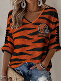 Women'S Football Print Waffle Top