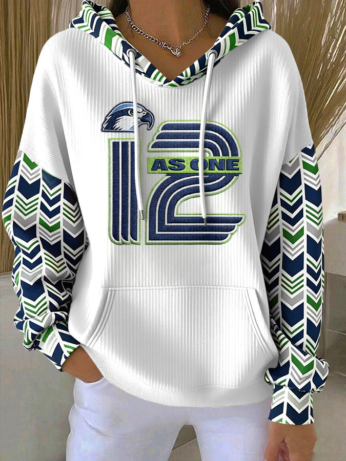 Women's Football Print Hooded Sweatshirt