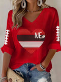Women'S Football Print Waffle Top