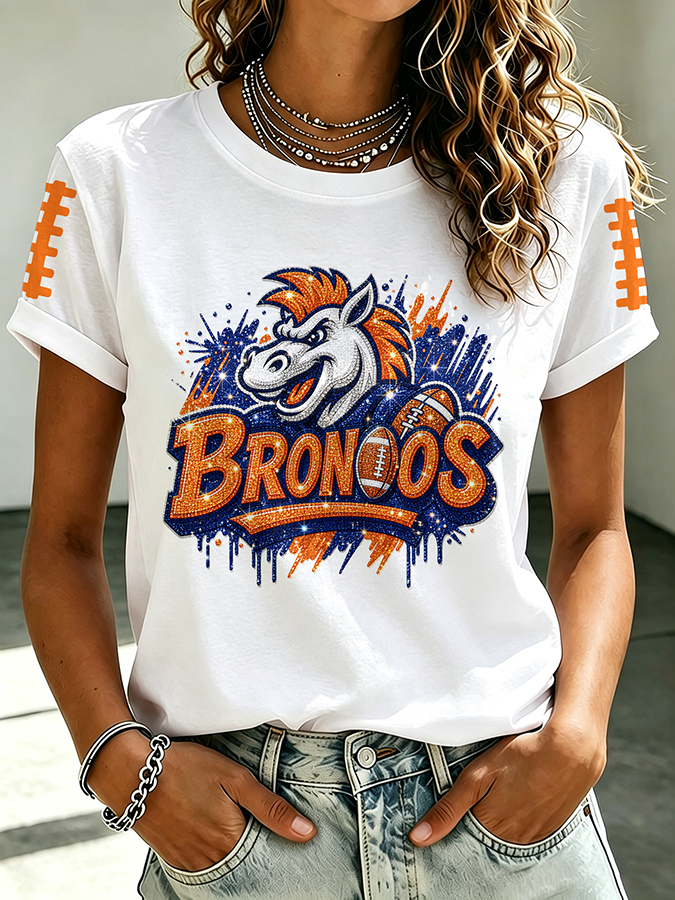 Women'S Casual Football Tie Dye Sports T-Shirt