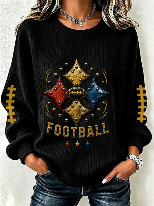 Ladies' Football Fan Casual Waffle Hoodie
