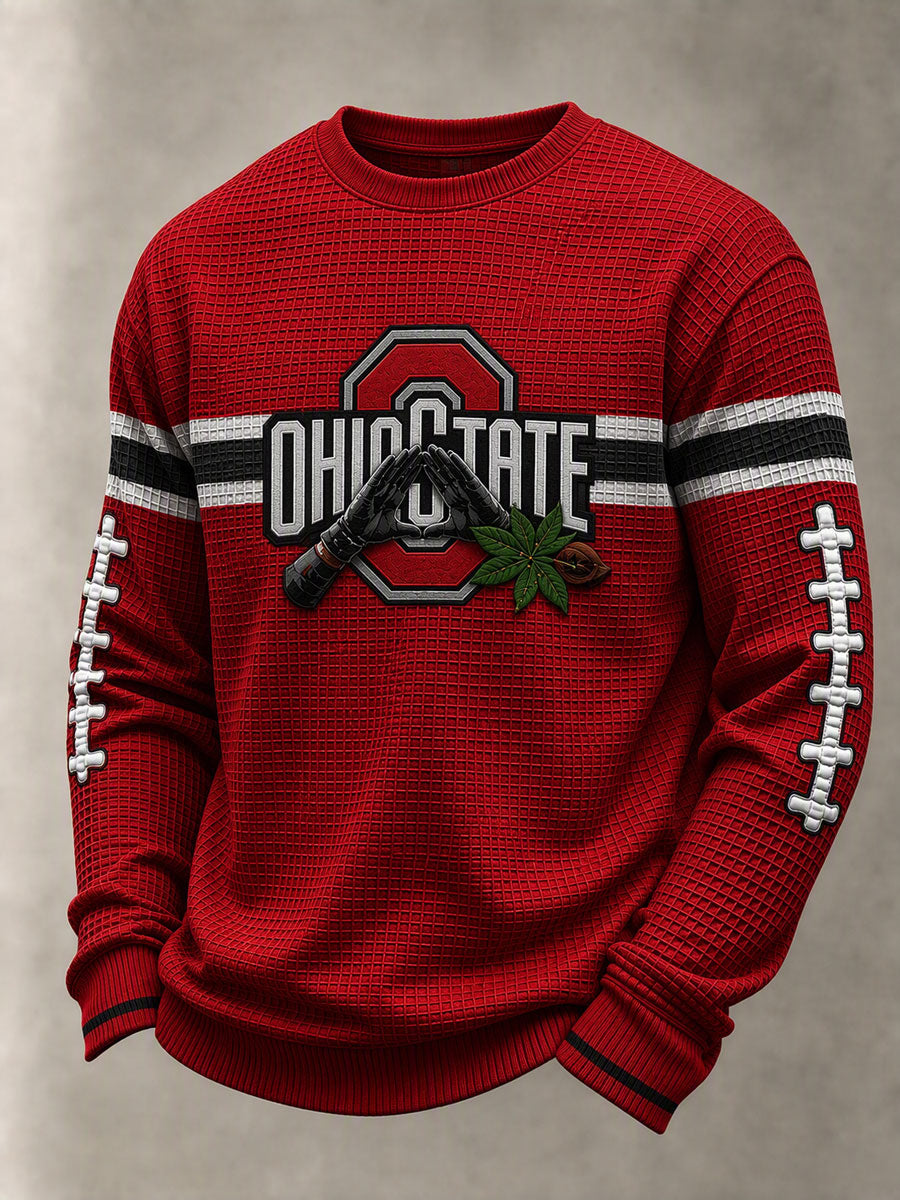Men'S Football Game Printed Waffle Sweatshirt