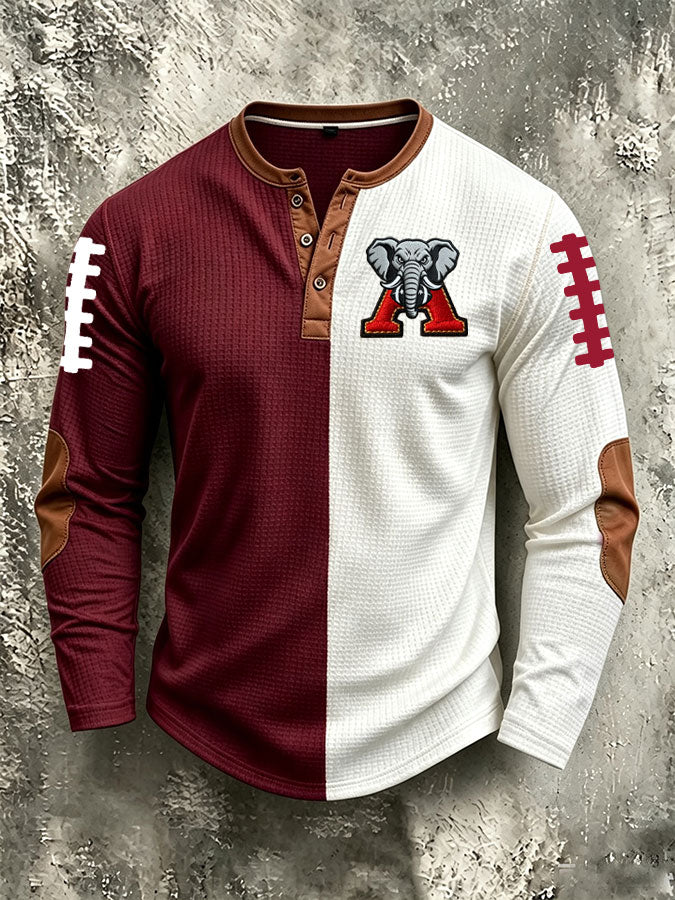 Men'S Casual Football Printed Waffle Top