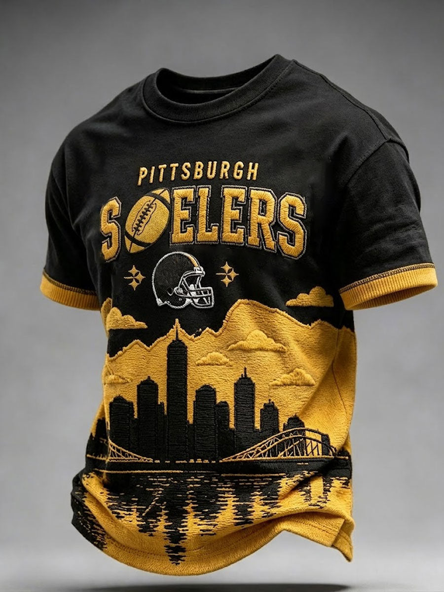 Men's Football printed short sleeved T-shirt