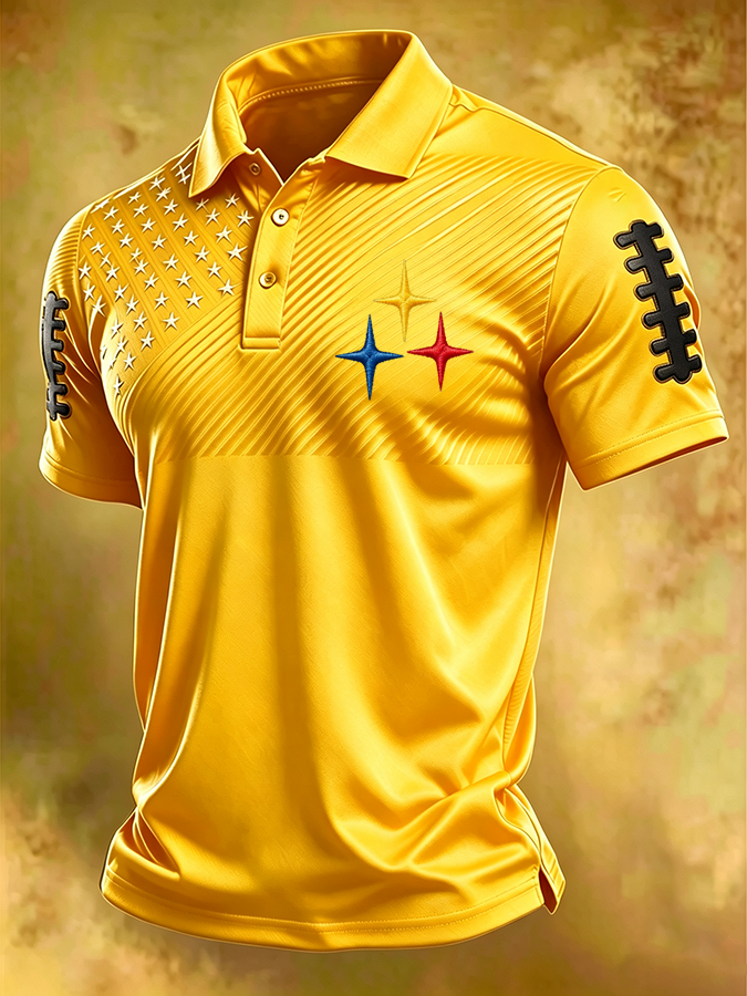 Men'S Football Print Polo T-Shirt