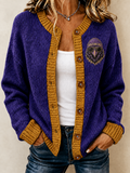 Women's Football Fans Printed Knitted Cardigan Top