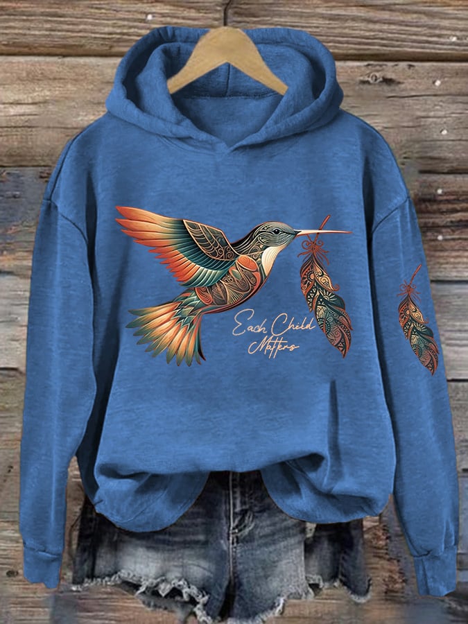Women's Orange Shirt Day Printed Long Sleeve Hoodie