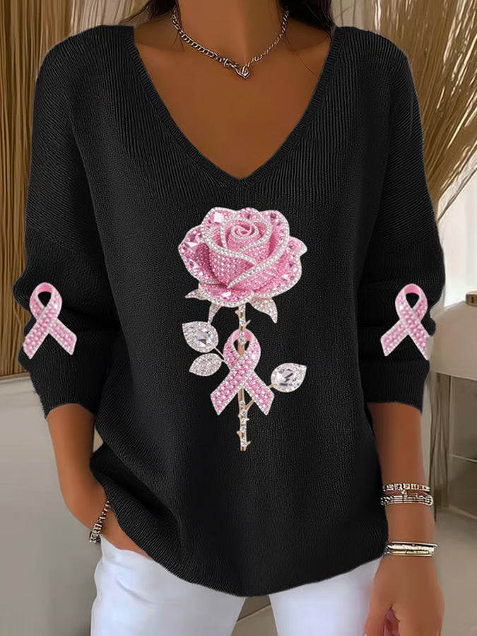 Women's Floral Print V Neck Top