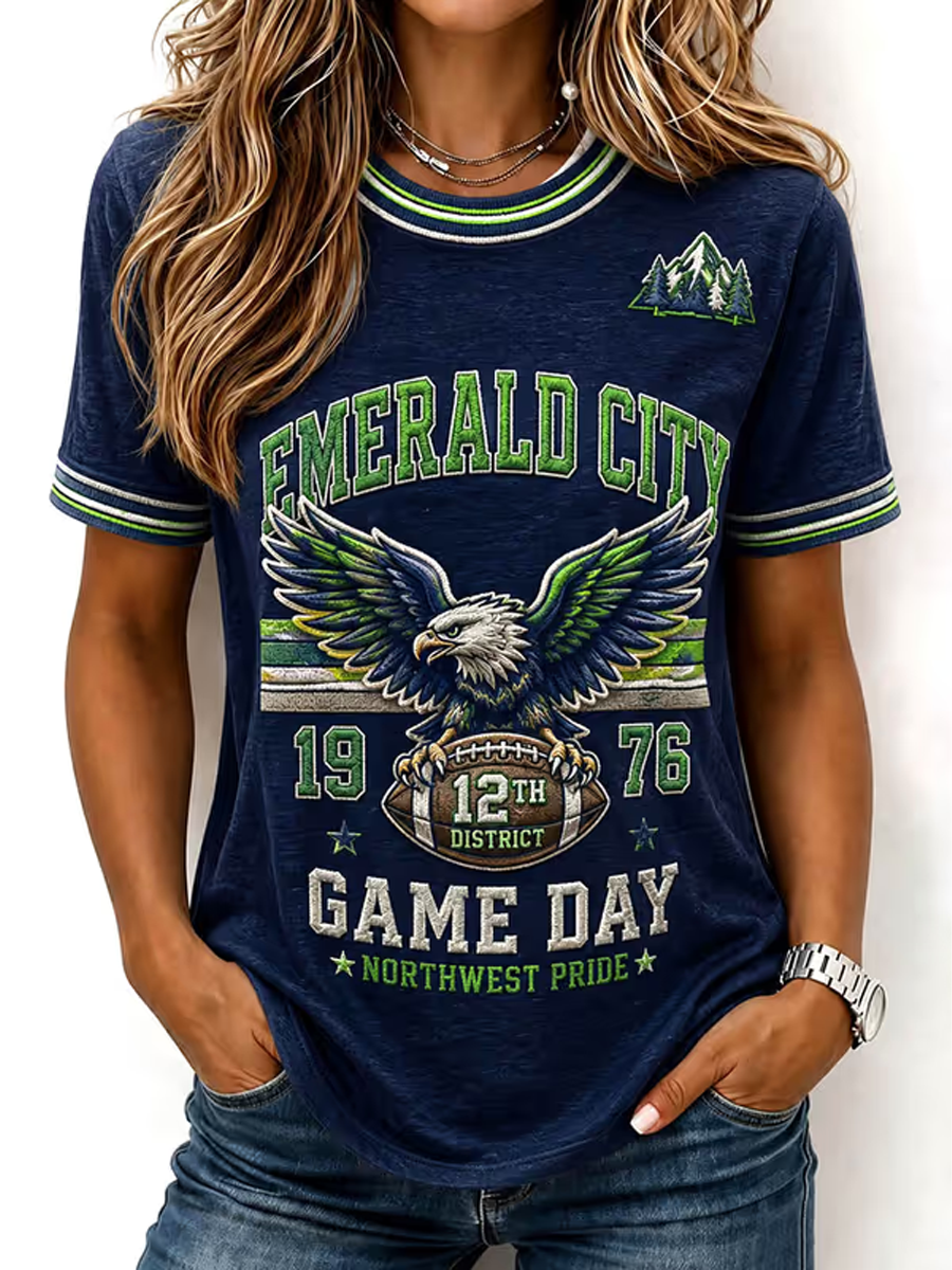 Women's Football Gameday Gift For Football Fans Casual Tee