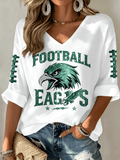Women'S Football Printed Waffle Top
