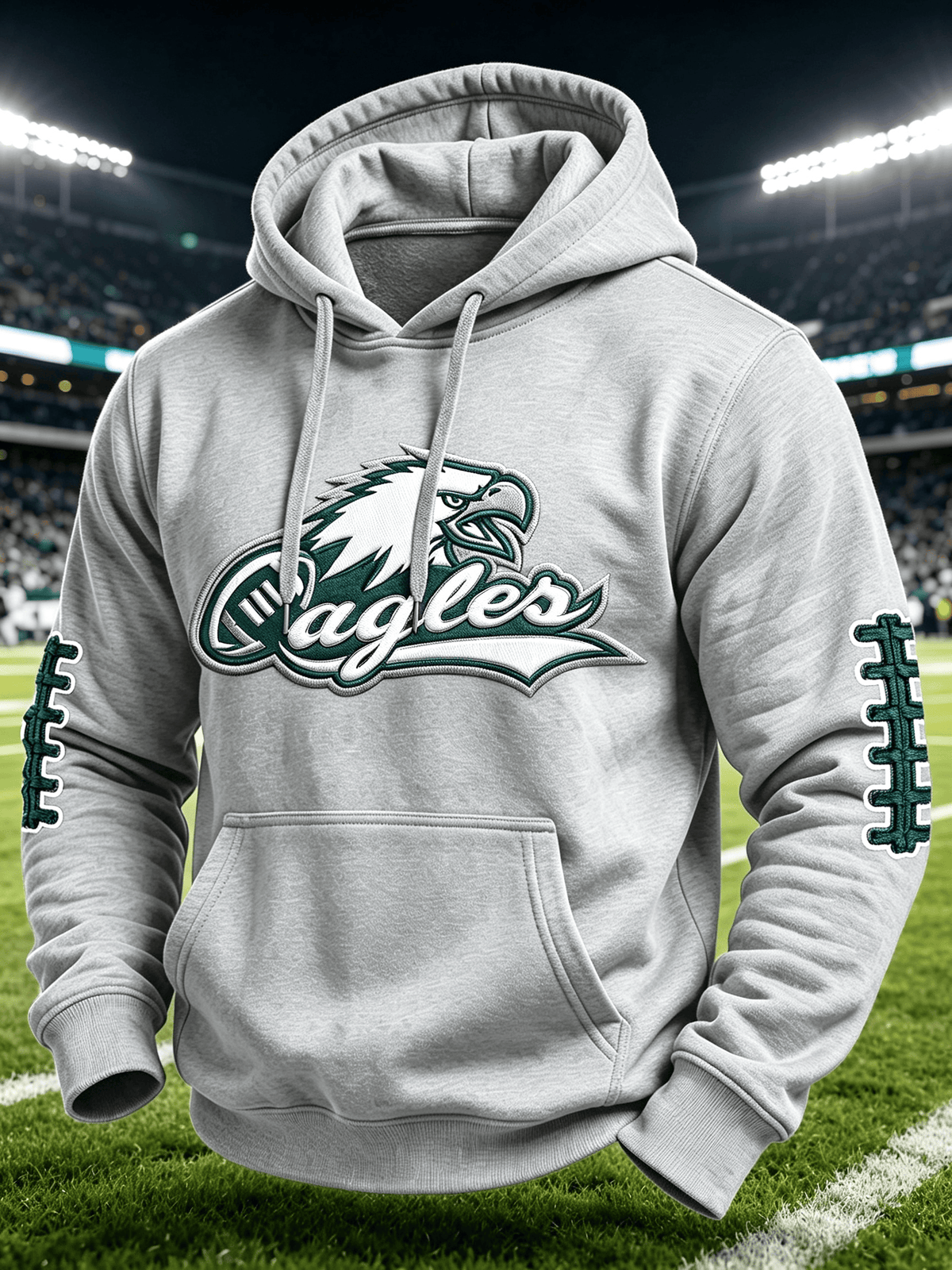 Men'S Casual Football Print Hooded Sweatshirt