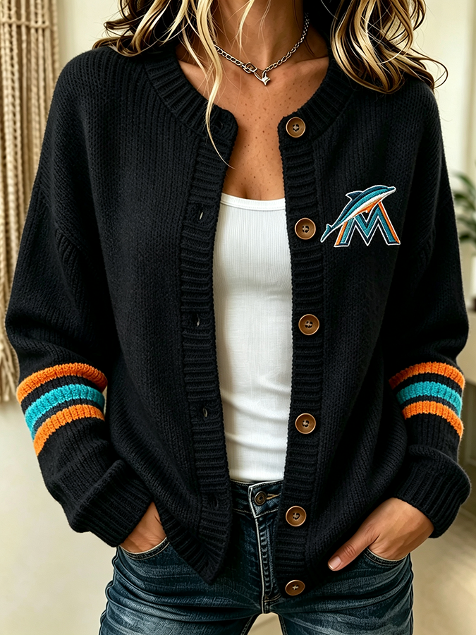 Women'S Casual Football Plant Knitted Cardigan Top